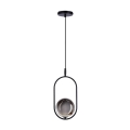 Luster na sajli CORDEL 1xG9/28W/230V crna/zadimljeno staklo
