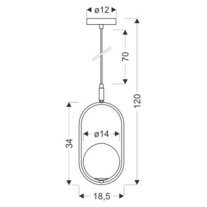 Luster na sajli CORDEL 1xG9/28W/230V mesing/dimljeno bež