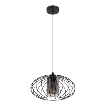 Luster na sajli CORRINI 1xE27/60W/230V, prečnik 34 cm, crna/siva
