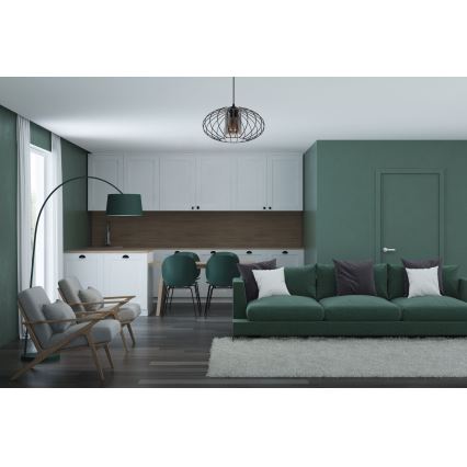 Luster na sajli CORRINI 1xE27/60W/230V, prečnik 34 cm, crna/siva