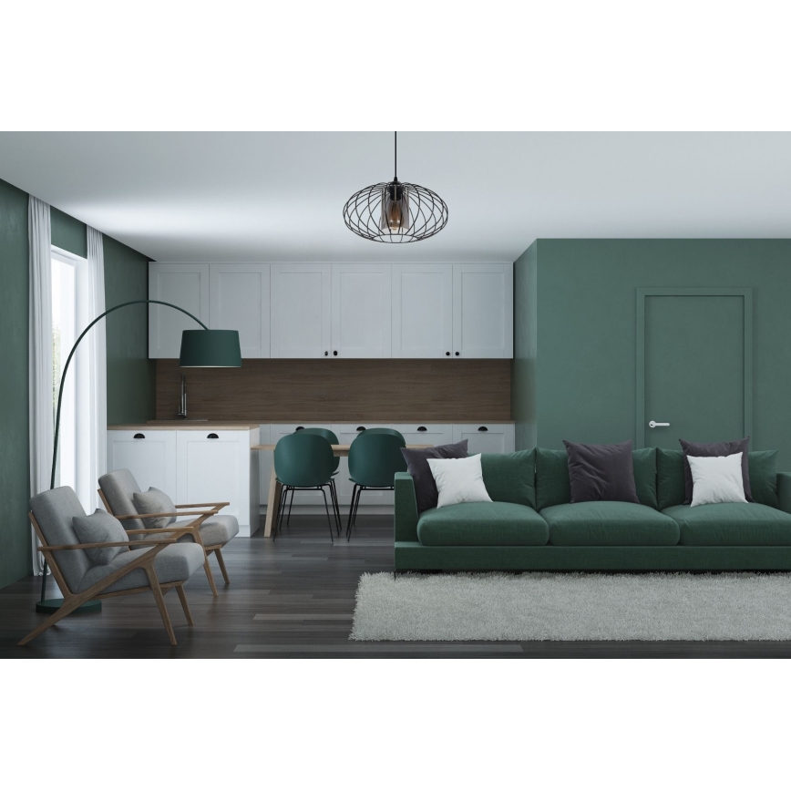 Luster na sajli CORRINI 1xE27/60W/230V, prečnik 34 cm, crna/siva