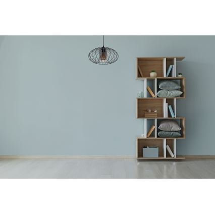 Luster na sajli CORRINI 1xE27/60W/230V, prečnik 34 cm, crna/siva