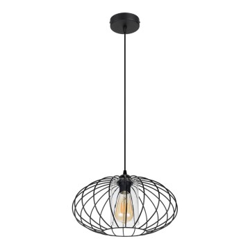 Luster na sajli CORRINI 1xE27/60W/230V Ø 34 cm crna/prozirna