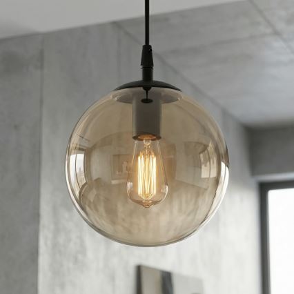 Luster na sajli COSMO 1xE14/10W/230V prečnik 14 cm crna/bež