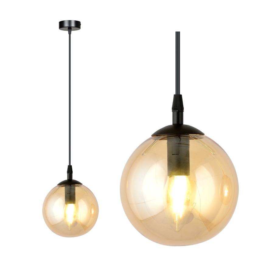 Luster na sajli COSMO 1xE14/10W/230V prečnik 14 cm crna/bež
