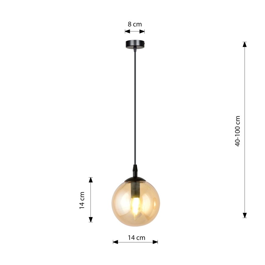 Luster na sajli COSMO 1xE14/10W/230V prečnik 14 cm crna/bež