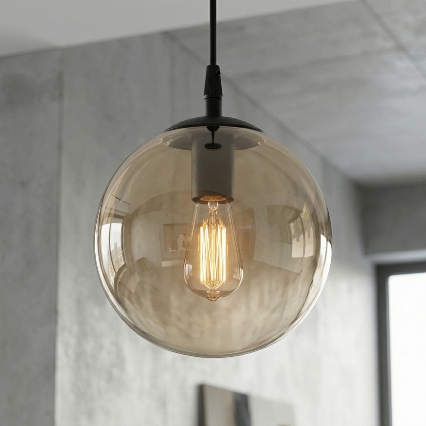 Luster na sajli COSMO 1xE14/10W/230V prečnik 14 cm crna/zadimljeno-bež