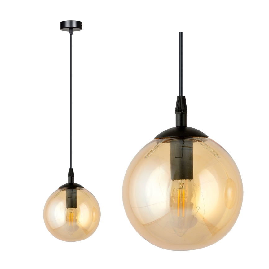 Luster na sajli COSMO 1xE14/10W/230V prečnik 14 cm crna/zadimljeno-bež