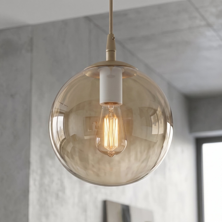 Luster na sajli COSMO 1xE14/10W/230V Ø 14 cm bež/sivkasto-bež