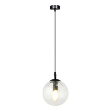 Luster na sajli COSMO 1xE14/10W/230V Ø 14 cm crna/prozirna