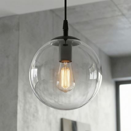 Luster na sajli COSMO 1xE14/10W/230V Ø 14 cm crna/prozirna