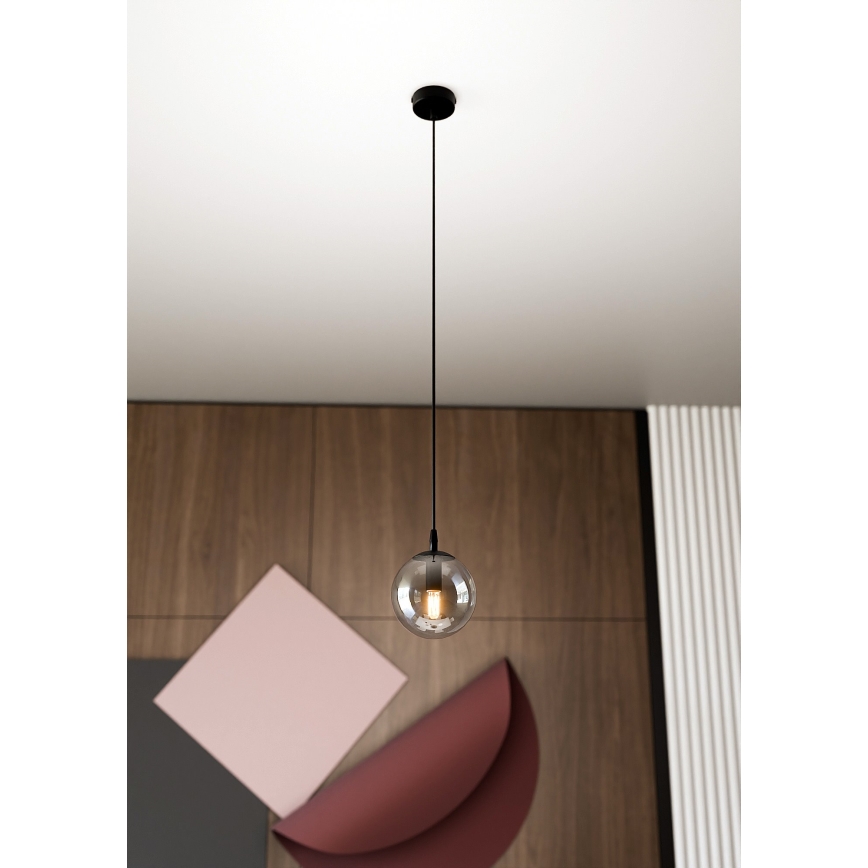 Luster na sajli COSMO 1xE14/10W/230V Ø 14 cm crna/zadimljena crna