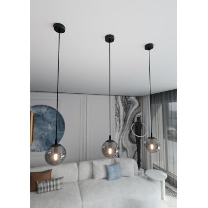Luster na sajli COSMO 1xE14/10W/230V Ø 14 cm crna/zadimljena crna