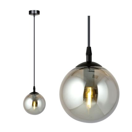 Luster na sajli COSMO 1xE14/10W/230V Ø 14 cm crna/zadimljena crna