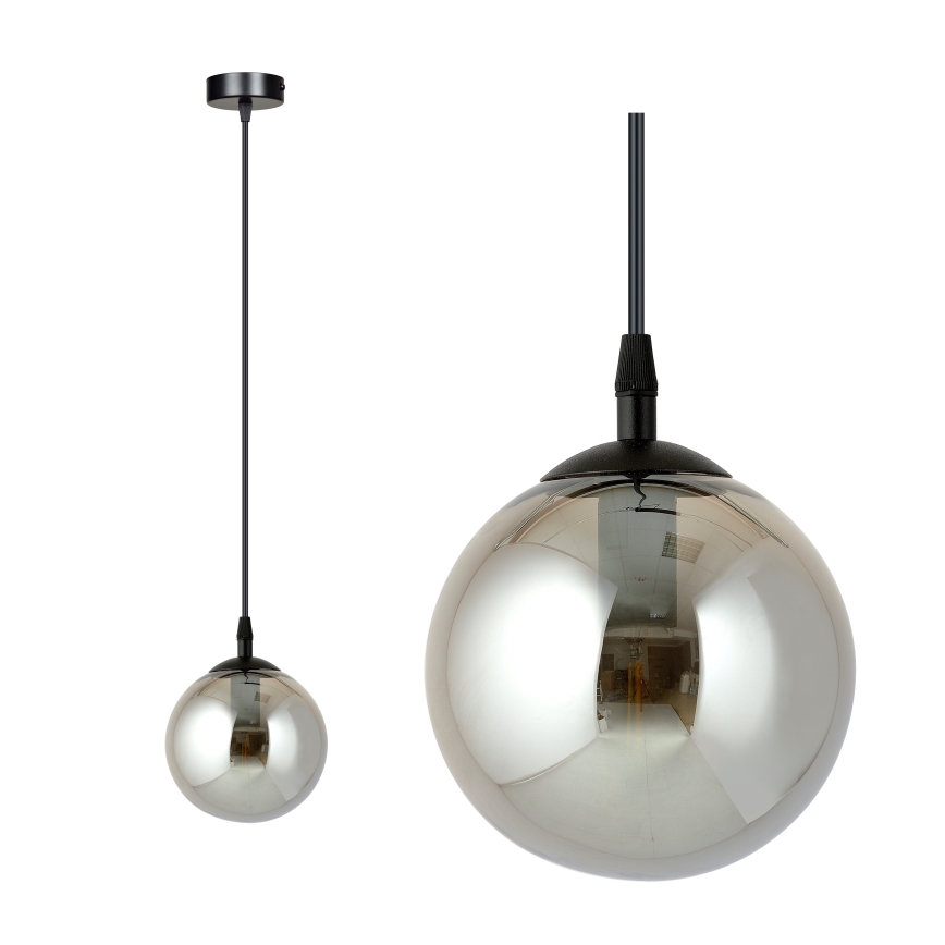 Luster na sajli COSMO 1xE14/10W/230V Ø 14 cm crna/zadimljena crna