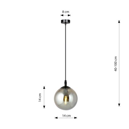 Luster na sajli COSMO 1xE14/10W/230V Ø 14 cm crna/zadimljena crna