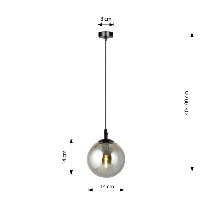 Luster na sajli COSMO 1xE14/10W/230V Ø 14 cm crna/zadimljena crna