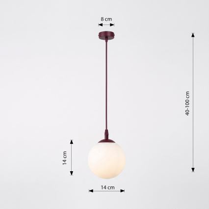 Luster na sajli COSMO 1xE14/10W/230V Ø 14 cm crvena/bela