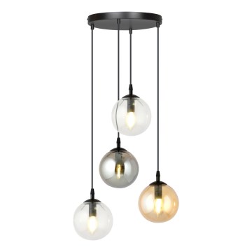 Luster na sajli COSMO 4xE14/10W/230V prečnik 40 cm crna/siva/bež/prozirna