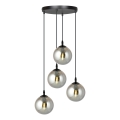 Luster na sajli COSMO 4xE14/10W/230V prečnik 40 cm crna/siva