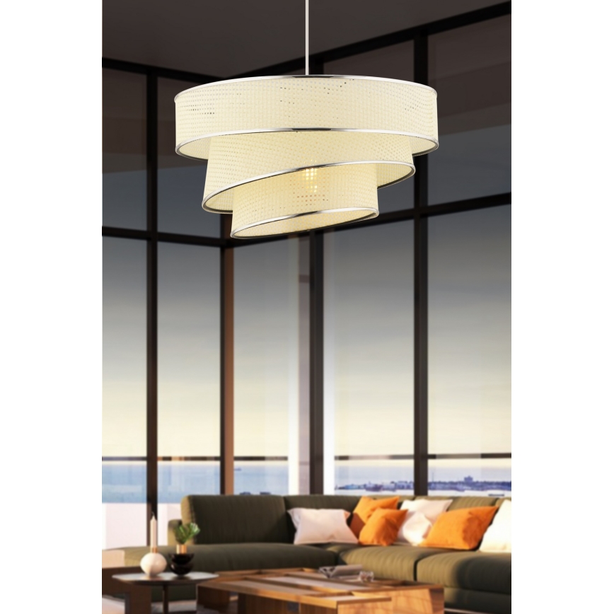 Luster na sajli COUPER 1xE27/60W/230V bela/sjajni hrom