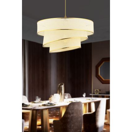 Luster na sajli COUPER 1xE27/60W/230V bela/zlatna