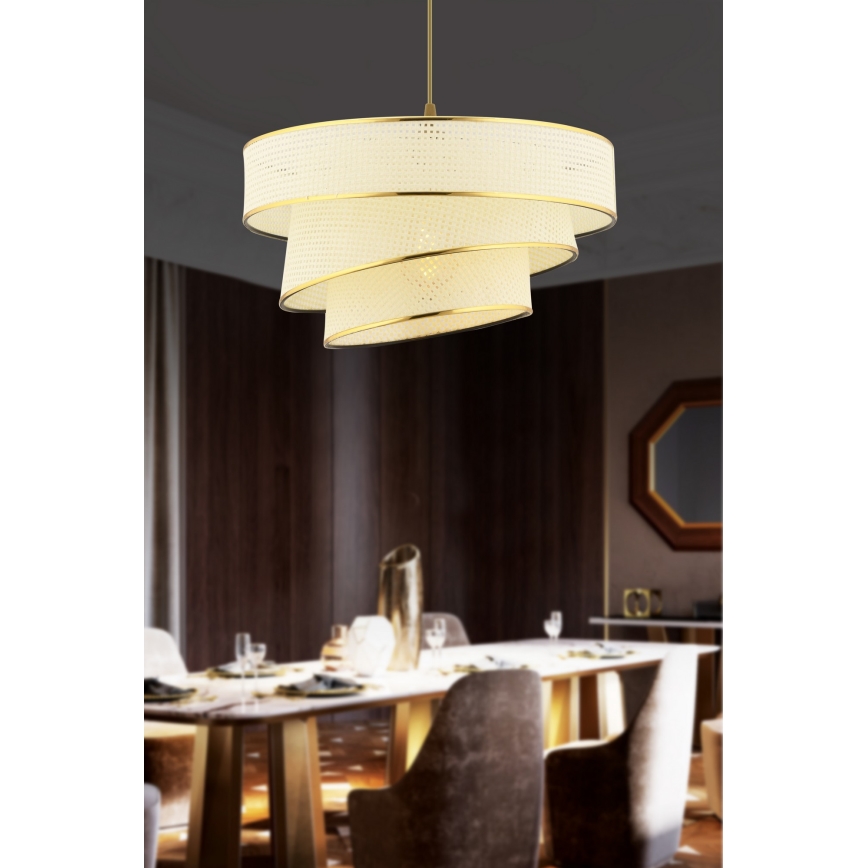 Luster na sajli COUPER 1xE27/60W/230V bela/zlatna