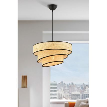 Luster na sajli COUPER 1xE27/60W/230V bež/crna