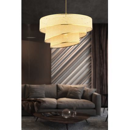 Luster na sajli COUPER 1xE27/60W/230V bež/zlatna