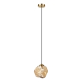 Luster na sajli CRISTAL 1xE14/15W/230V mesing/zadimljeno bež