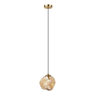 Luster na sajli CRISTAL 1xE14/15W/230V mesing/zadimljeno bež