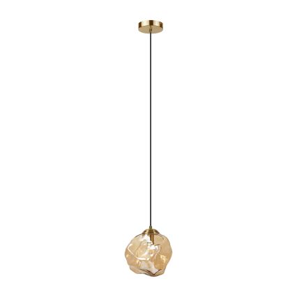 Luster na sajli CRISTAL 1xE14/15W/230V mesing/zadimljeno bež