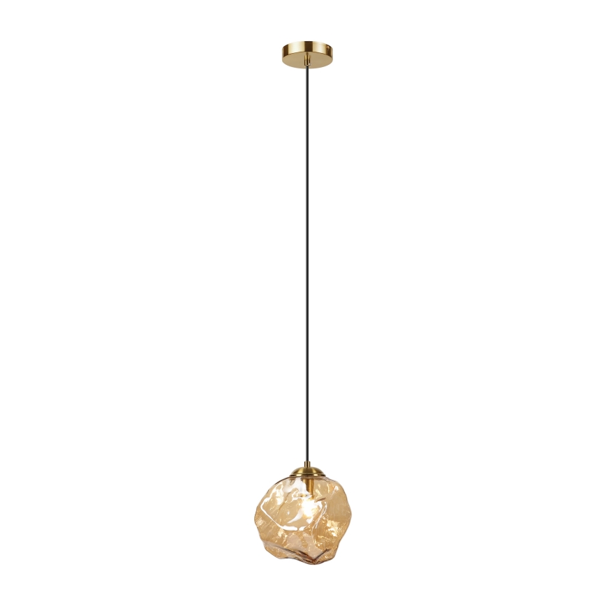 Luster na sajli CRISTAL 1xE14/15W/230V mesing/zadimljeno bež