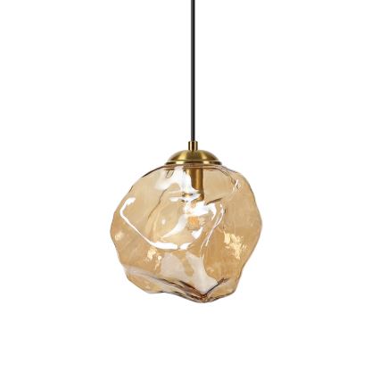 Luster na sajli CRISTAL 1xE14/15W/230V mesing/zadimljeno bež