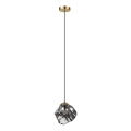 Luster na sajli CRISTAL 1xE14/15W/230V mesing/zadimljeno crna