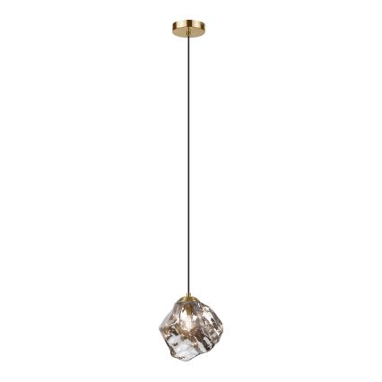 Luster na sajli CRISTAL 1xE14/15W/230V mesing/zadimljeno crna