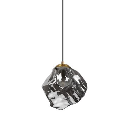 Luster na sajli CRISTAL 1xE14/15W/230V mesing/zadimljeno crna