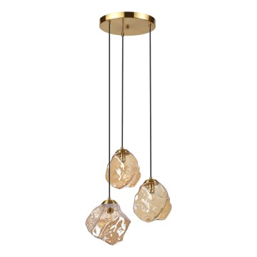 Luster na sajli CRISTAL 3xE14/15W/230V mesing/dimljeno bež