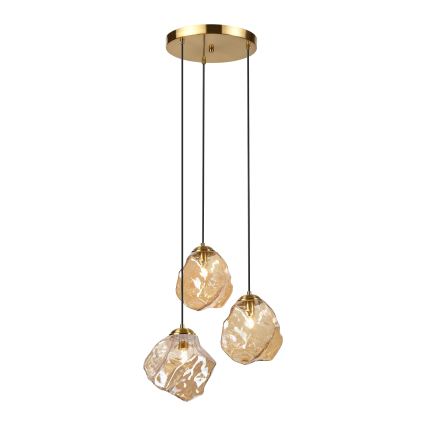 Luster na sajli CRISTAL 3xE14/15W/230V mesing/dimljeno bež