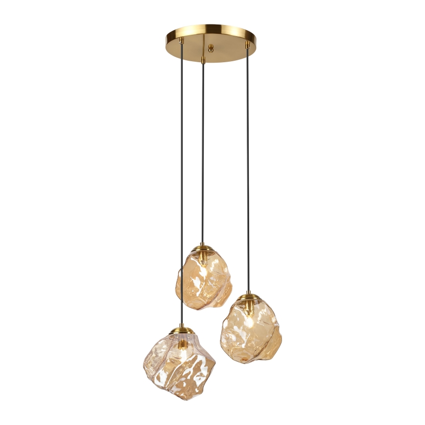 Luster na sajli CRISTAL 3xE14/15W/230V mesing/dimljeno bež
