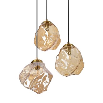 Luster na sajli CRISTAL 3xE14/15W/230V mesing/dimljeno bež