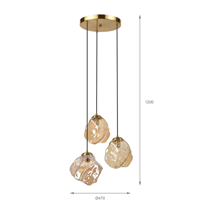 Luster na sajli CRISTAL 3xE14/15W/230V mesing/dimljeno bež