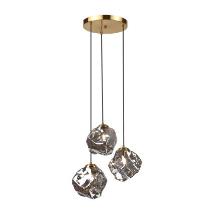 Luster na sajli CRISTAL 3xE14/15W/230V mesing/dimljeno crno