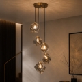 Luster na sajli CRISTAL 5xE14/15W/230V mesing/dimno crna