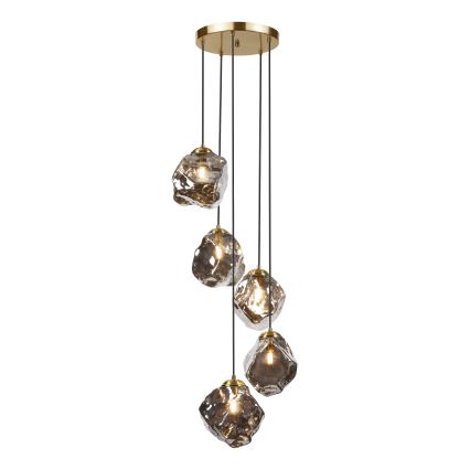 Luster na sajli CRISTAL 5xE14/15W/230V mesing/dimno crna