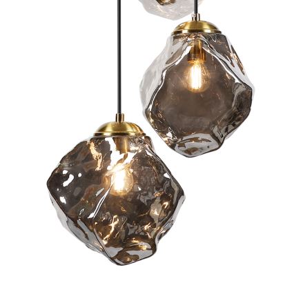 Luster na sajli CRISTAL 5xE14/15W/230V mesing/dimno crna