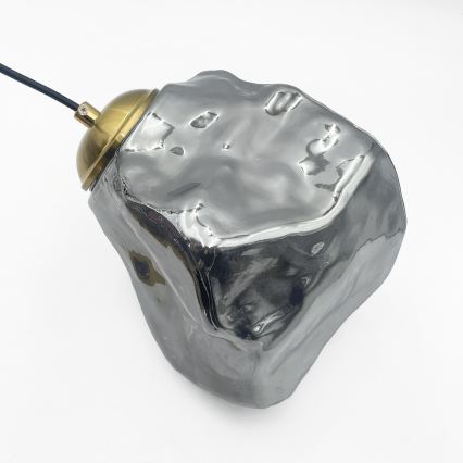 Luster na sajli CRISTAL 5xE14/15W/230V mesing/dimno crna