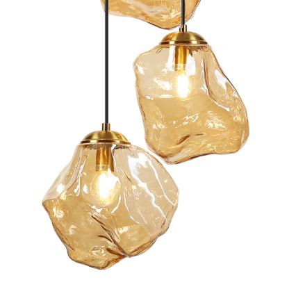 Luster na sajli CRISTAL 5xE14/15W/230V mesing/zadimljeno bež