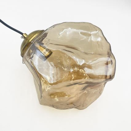 Luster na sajli CRISTAL 5xE14/15W/230V mesing/zadimljeno bež