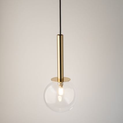Luster na sajli DAISY 1xG9/12W/230V prečnik 14 cm zlatna/crna/prozirno staklo